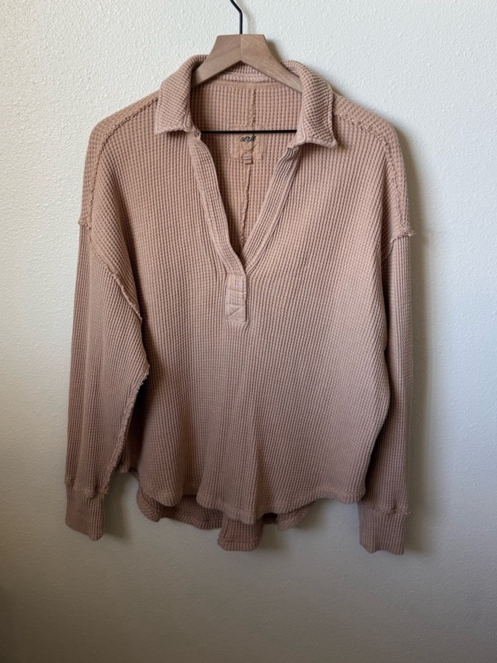 Aerie LumberJane Waffle Polo Sweatshirt Size Medium